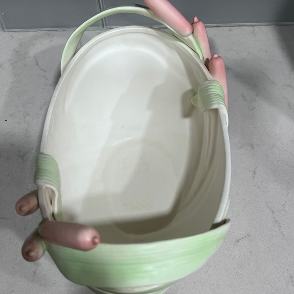 Vintage Fitz and Floyd Ceramic Cattails Basket Like New - Picture 2 of 4
